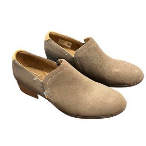 TOMS Shaye Leather Ankle Boot, Taupe, Size 8.5